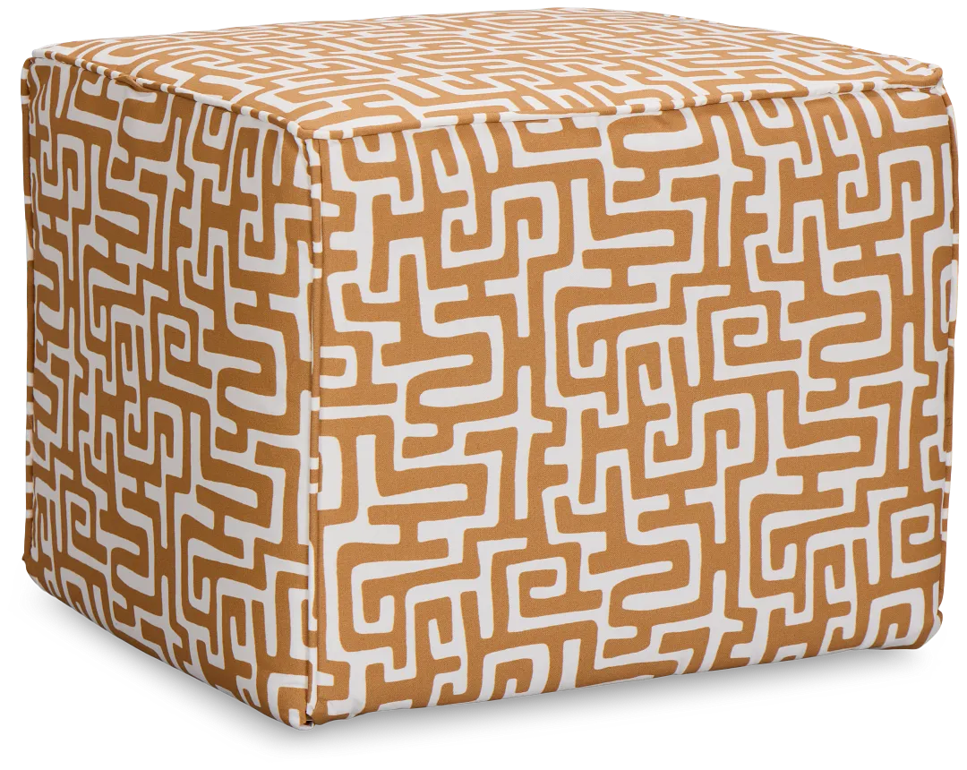 Enid Light Brown Fabric Accent Pouf