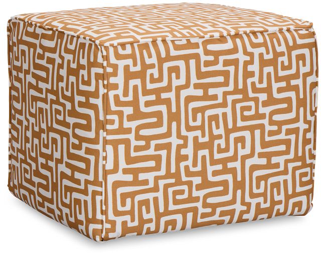 Enid Light Brown Fabric Accent Pouf