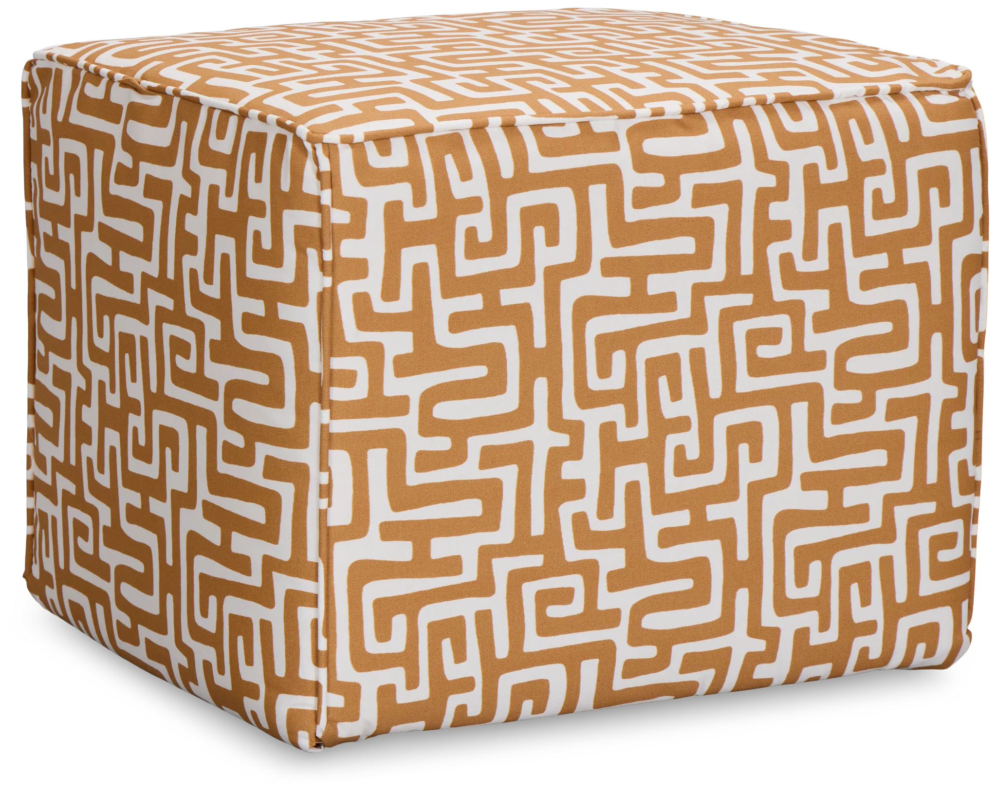 Enid Light Brown Fabric Accent Pouf
