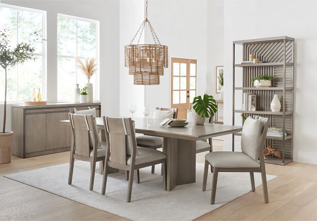 Pasadena Light Tone Rectangular Table & 4 Upholstered Chairs (1)