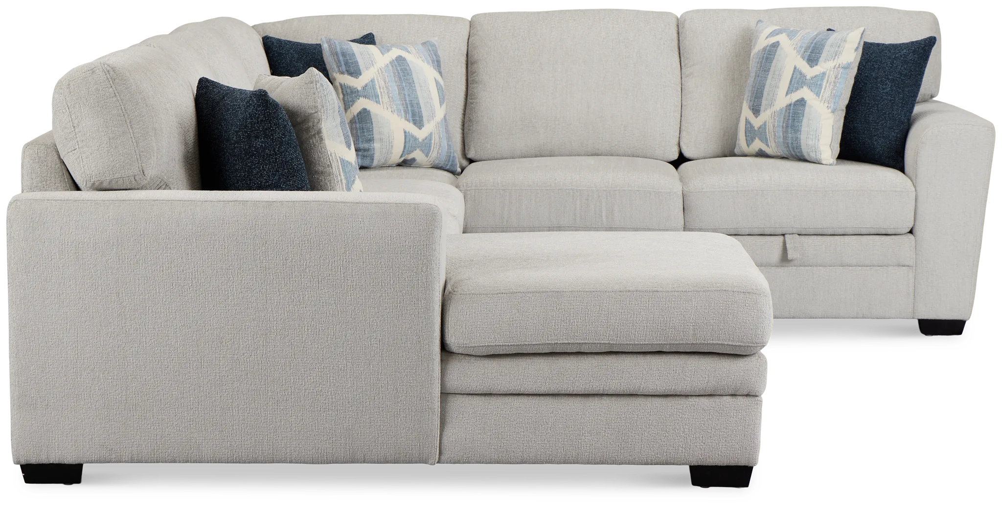 Everly Gray Fabric Medium Left Chaise Storage Sectional