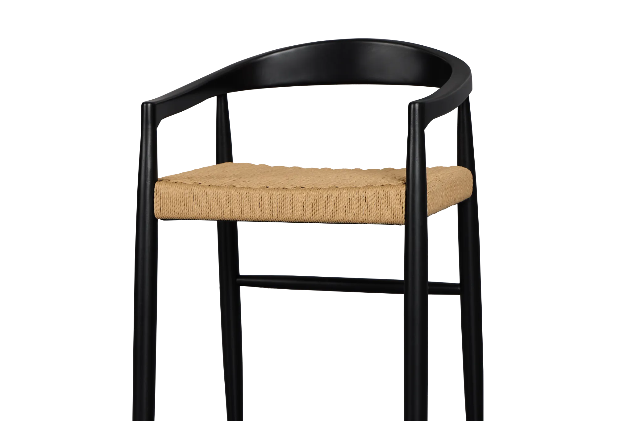 Santorini Black Curved 24" Woven Barstool