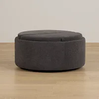 Kristen Dark Gray Large Storage Accent Ottoman