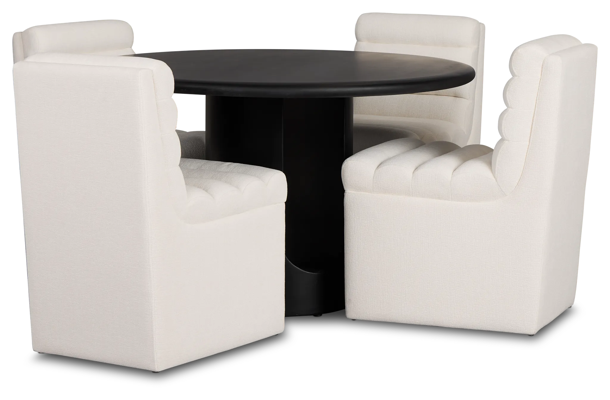 Soho Black Round Table & 4 Upholstered Chairs