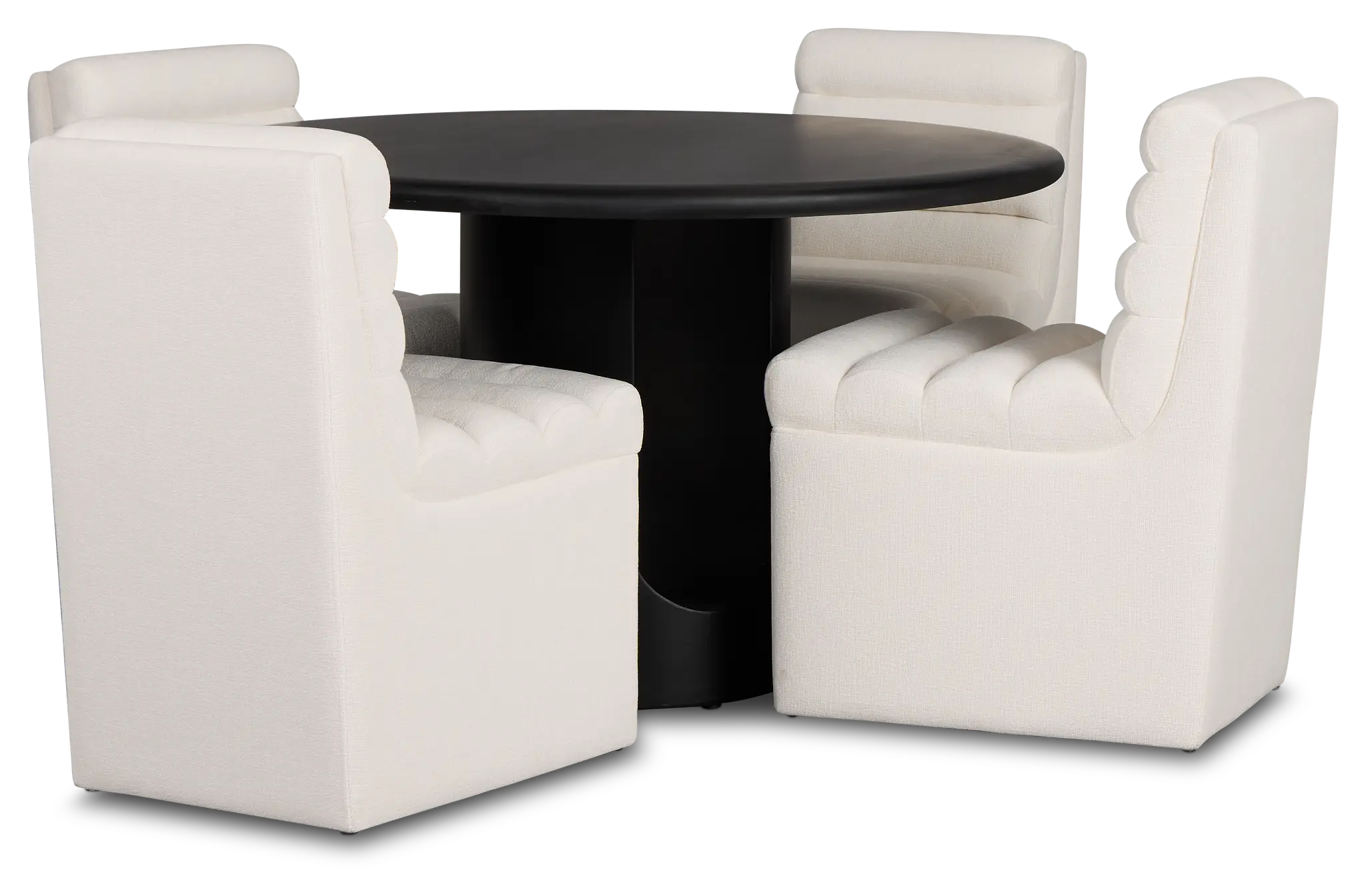 Soho Black Round Table & 4 Upholstered Chairs Soho Black Round Table & 4 Upholstered Chairs