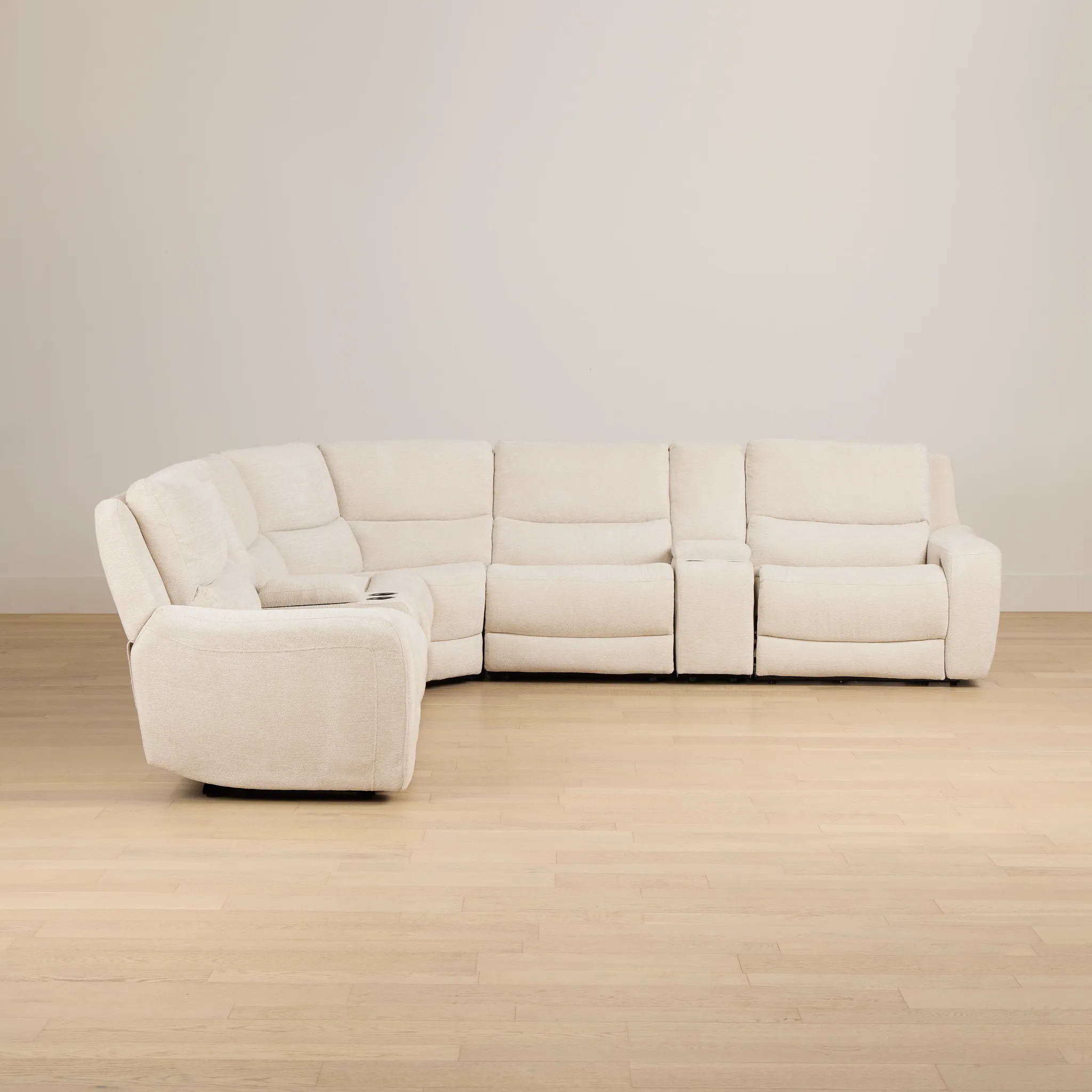 Bennett Light Beige Fabric Large Dual Power Reclining Two-arm Sectional