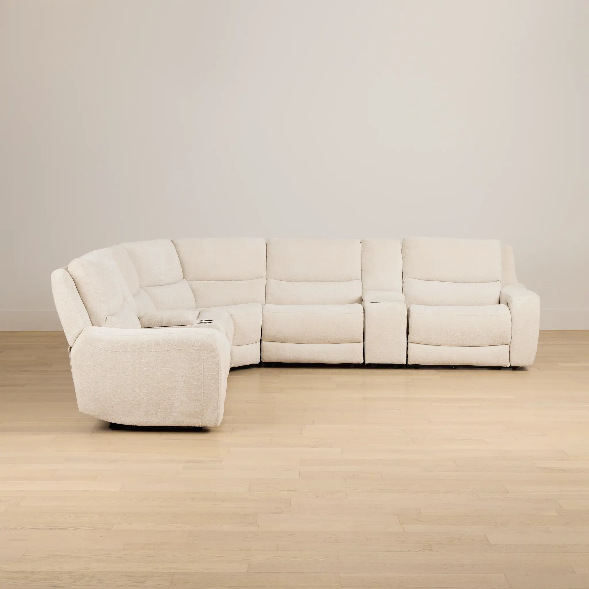 Bennett Light Beige Fabric Large Dual Power Reclining Two-arm Sectional Bennett Light Beige Fabric Large Dual Power Reclining Two-arm Sectional