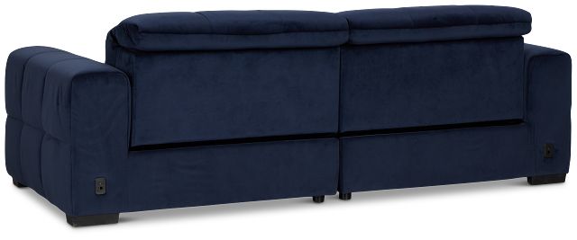 Gemma Navy Velvet Small Left Chaise Power Reclining Sectional