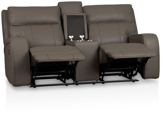 Rhett Gray Micro Reclining Console Loveseat