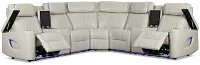 Nova Light Gray Lthr/vinyl Medium 2-arm Dual Power Massage Sectional
