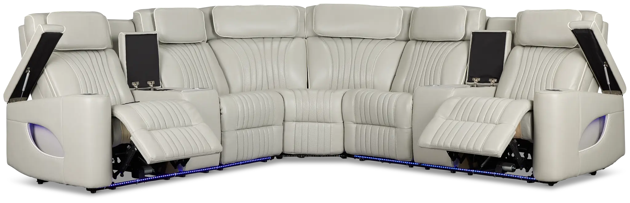 Nova Light Gray Lthr/vinyl Medium 2-arm Dual Power Massage Sectional Nova Light Gray Lthr/vinyl Medium 2-arm Dual Power Massage Sectional