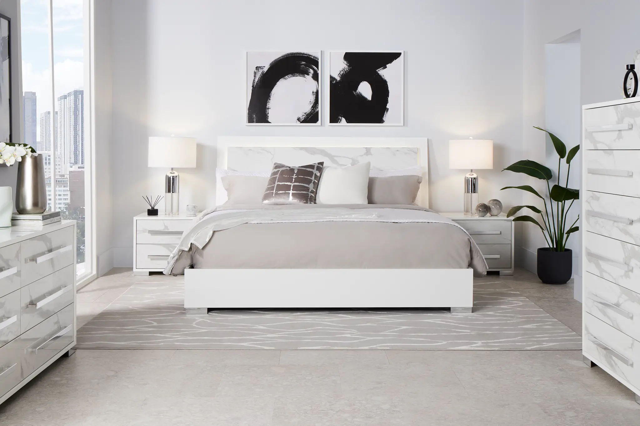 Modena White Platform Bed Modena White Platform Bed