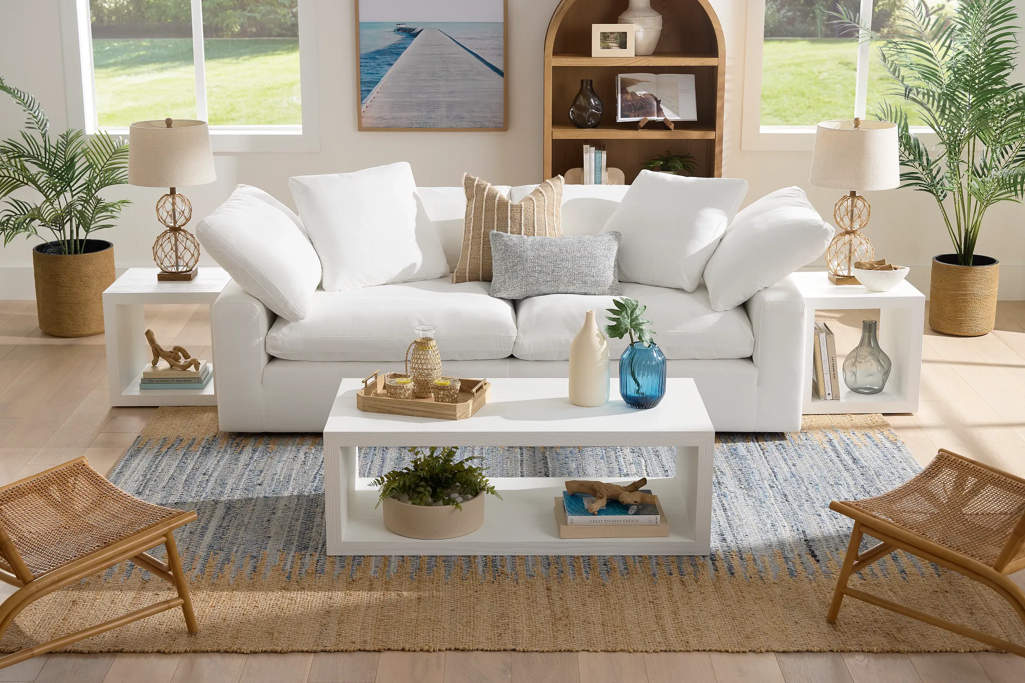 Nixon White Fabric Sofa