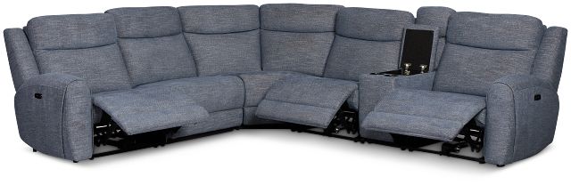 Walker Blue Fabric Medium Triple Power 2-arm Sectional