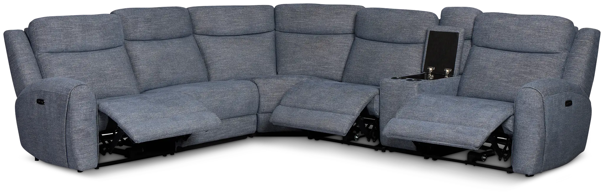 Walker Blue Fabric Medium Triple Power 2-arm Sectional Walker Blue Fabric Medium Triple Power 2-arm Sectional
