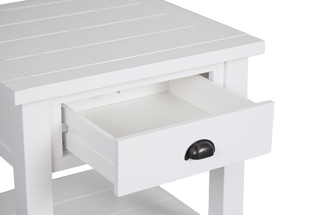 Bismark White Square End Table