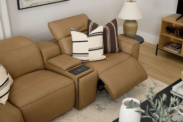 Ryland Brown Lthr/vinyl Medium Dual Power 2-arm Reclining Sectional