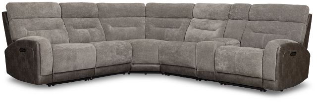 Travis Gray Fabric Medium Triple Power 2-arm Sectional