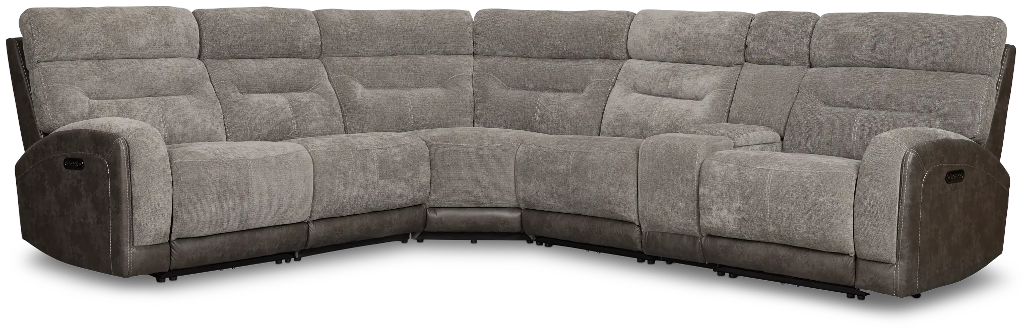 Travis Gray Fabric Medium Triple Power 2-arm Sectional Travis Gray Fabric Medium Triple Power 2-arm Sectional