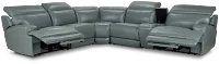 Reign Green Lthr/vinyl Medium Dual Power 2-arm Reclining Sectional