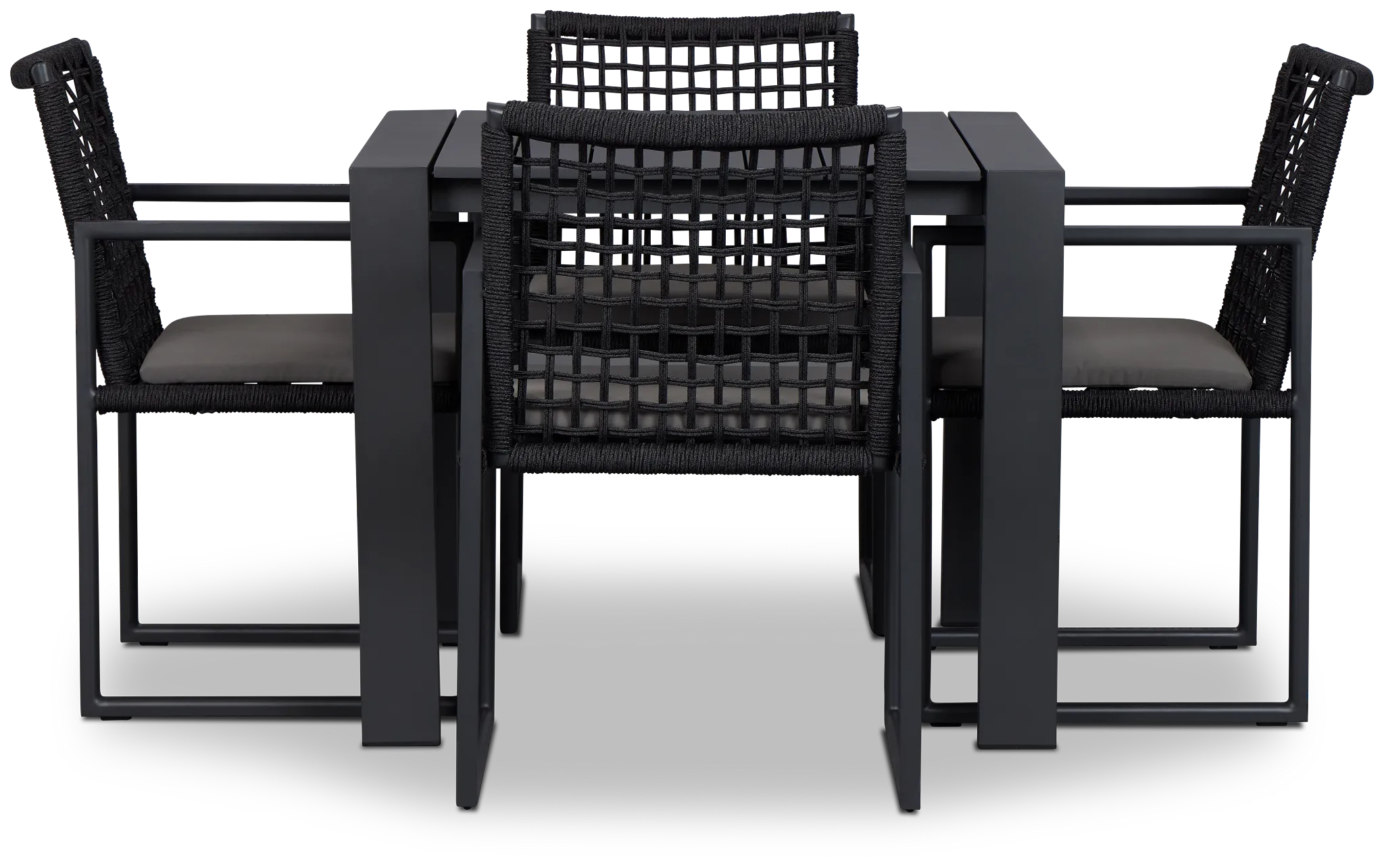 Sunrise Dark Gray 35" Square Table & 4 Aluminum Arm Chairs