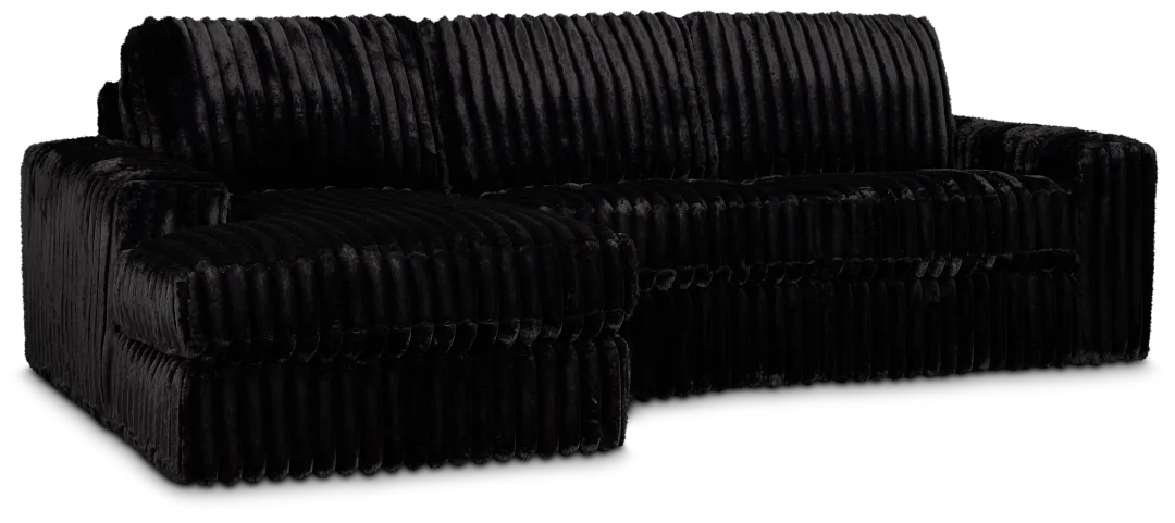 Teddy Black Fabric Left Chaise Sectional