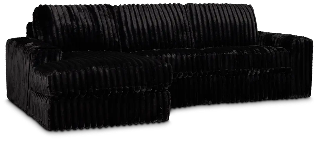 Teddy Black Fabric Left Chaise Sectional Teddy Black Fabric Left Chaise Sectional