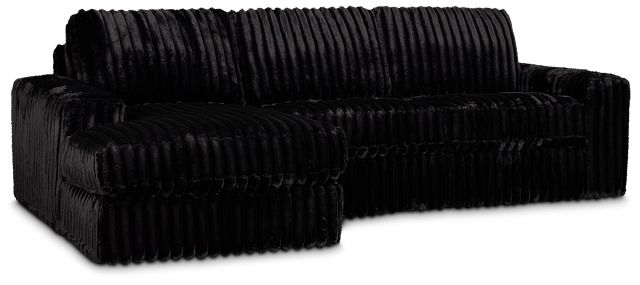 Teddy Black Fabric Left Chaise Sectional