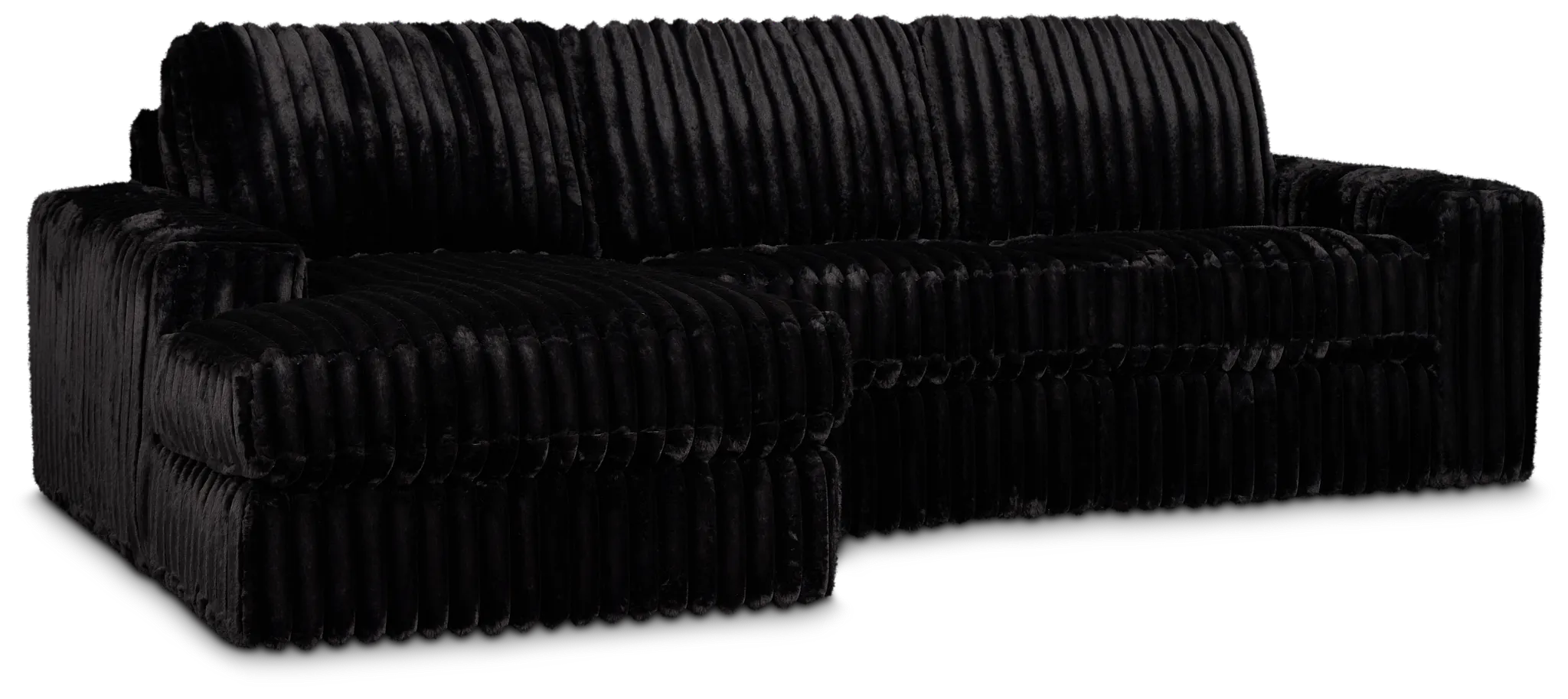 Teddy Black Fabric Left Chaise Sectional