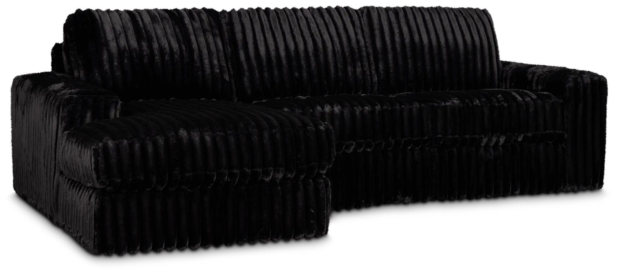 Teddy Black Fabric Left Chaise Sectional Teddy Black Fabric Left Chaise Sectional