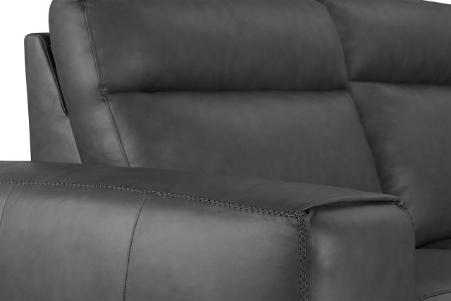 Elba Gray Leather Small Dual Power Reclining Two-arm Sectional