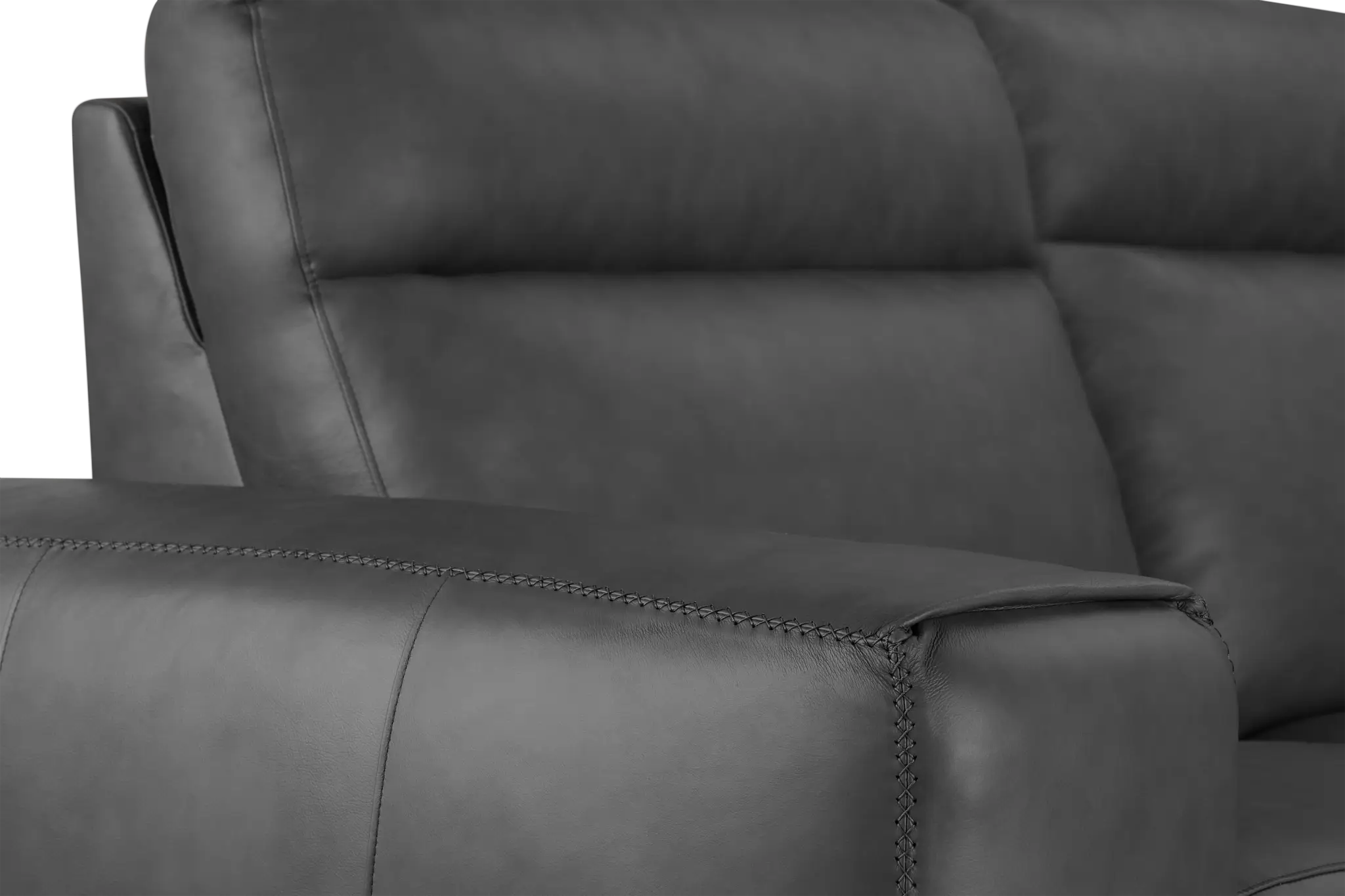 Elba Dark Gray Leather Small Dual Power Reclining Two-arm Sectional Elba Dark Gray Leather Small Dual Power Reclining Two-arm Sectional