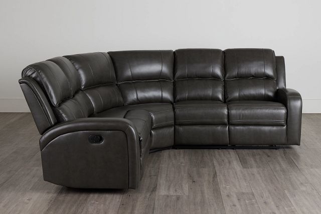 Arden Dark Gray Micro Small Two-arm Manually Reclining Sectional