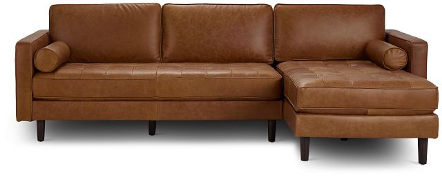Ezra Brown Leather Right Chaise Sectional (2)