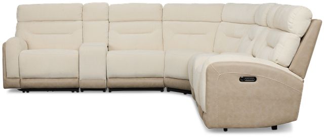 Travis Light Beige Fabric Large Triple Power Reclining Two-arm Sectional