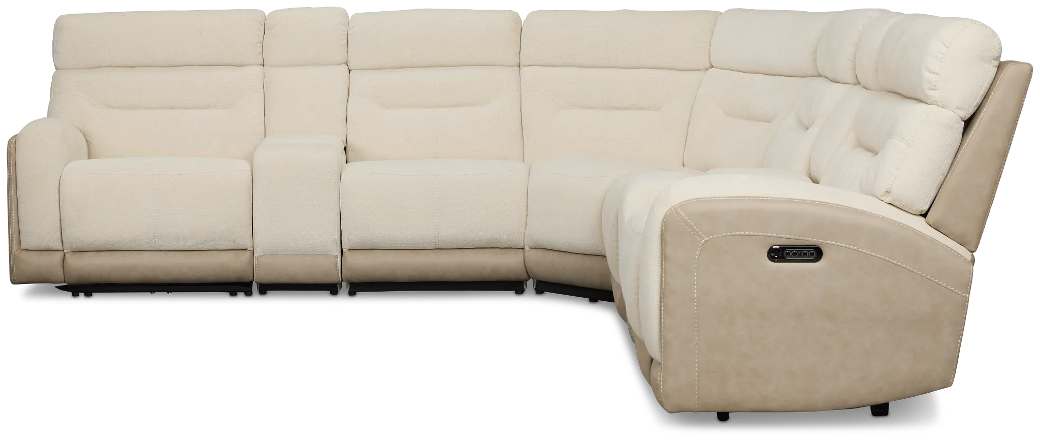 Travis Light Beige Fabric Large Triple Power Reclining Two-arm Sectional