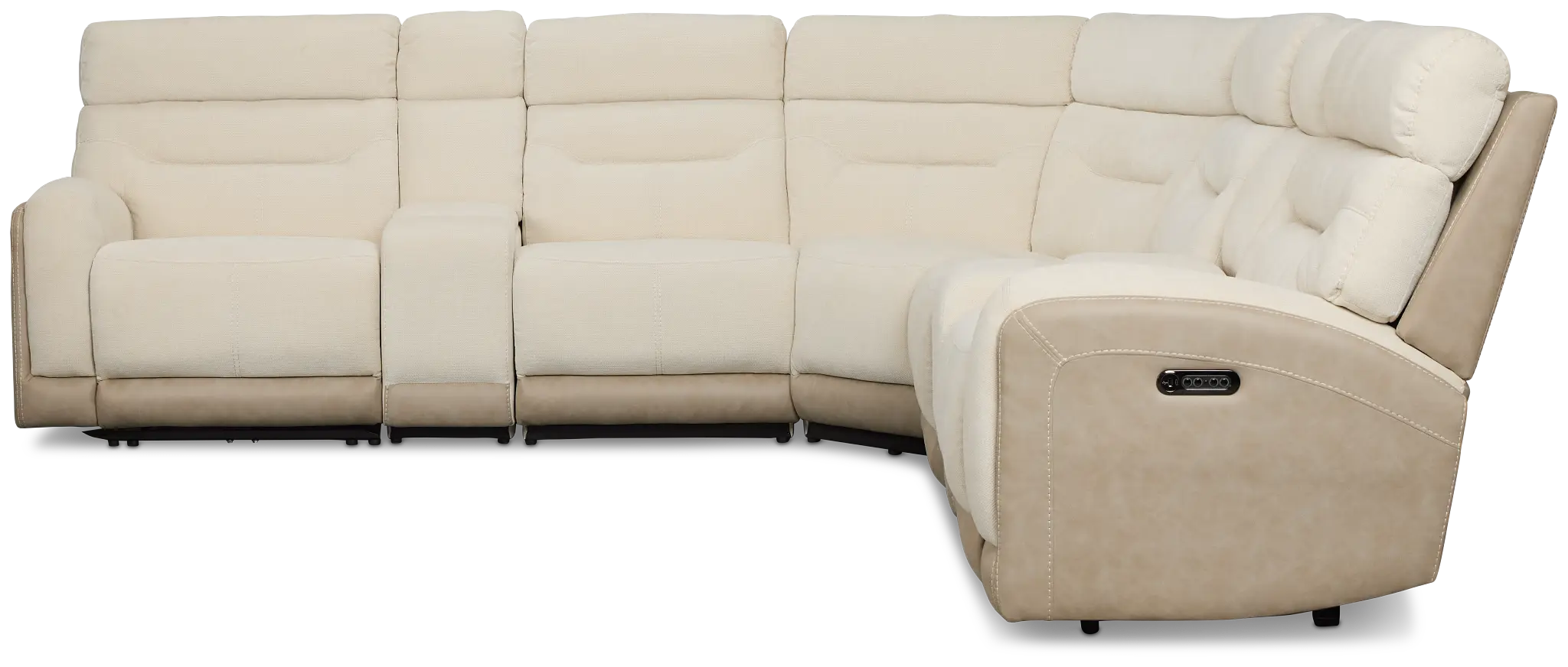 Travis Light Beige Fabric Large Triple Power Reclining Two-arm Sectional Travis Light Beige Fabric Large Triple Power Reclining Two-arm Sectional