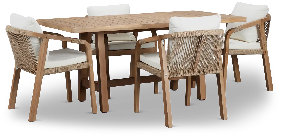 Laguna Light Tone 66" Rectangular Table & 4 White Cushioned Chairs Laguna Light Tone 66" Rectangular Table & 4 White Cushioned Chairs