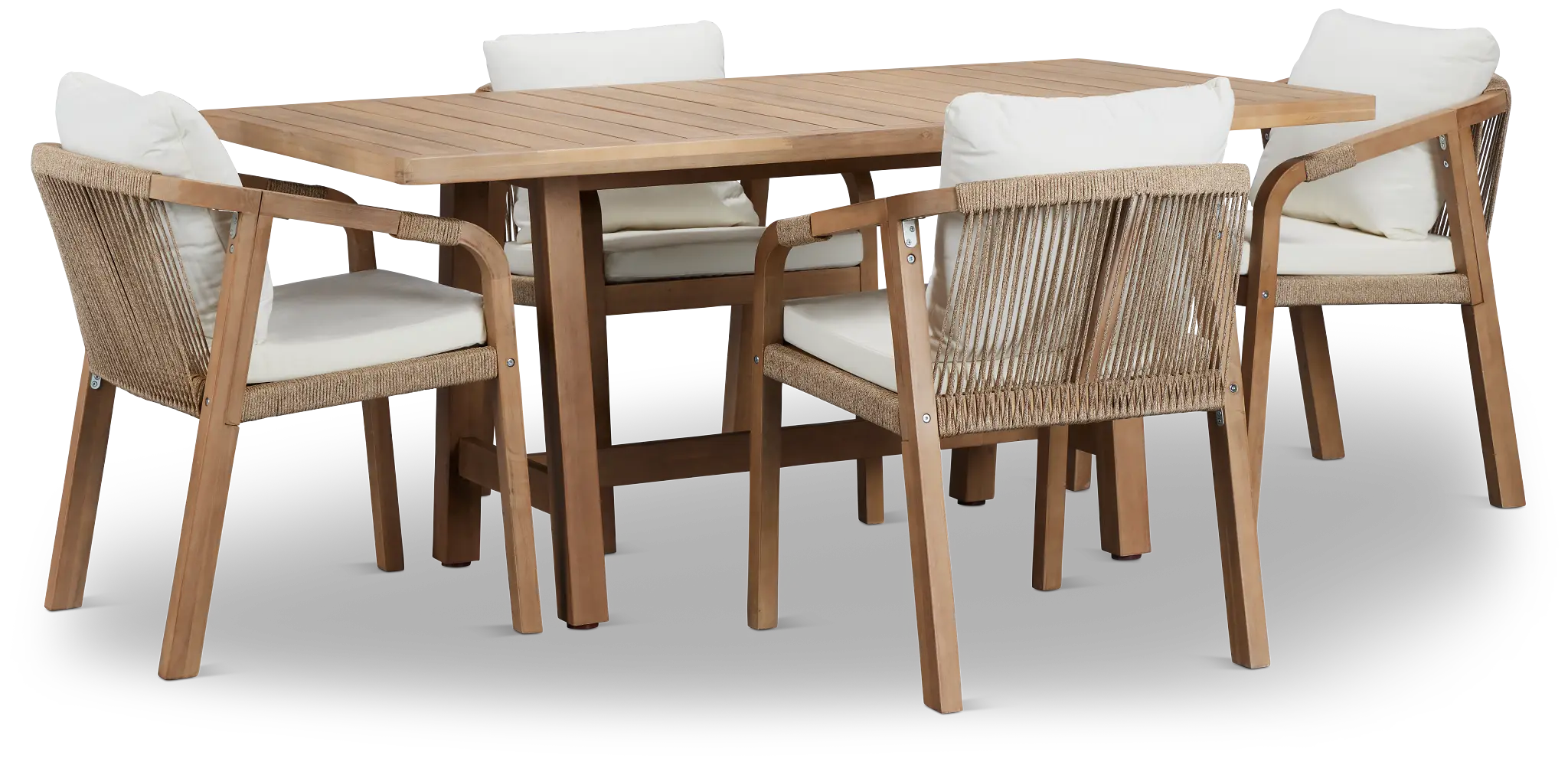 Laguna Light Tone 66" Rectangular Table & 4 White Cushioned Chairs Laguna Light Tone 66" Rectangular Table & 4 White Cushioned Chairs
