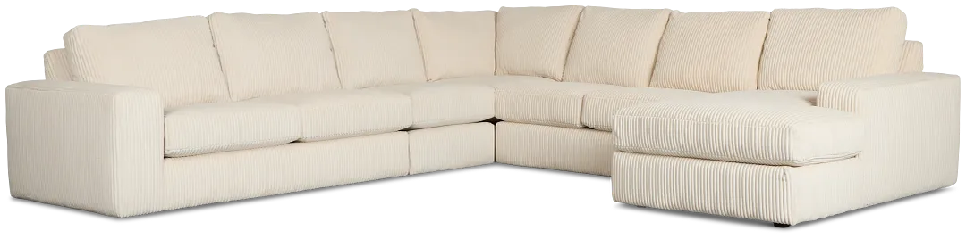 Charlie Ivory Fabric Large Right Chaise Sectional