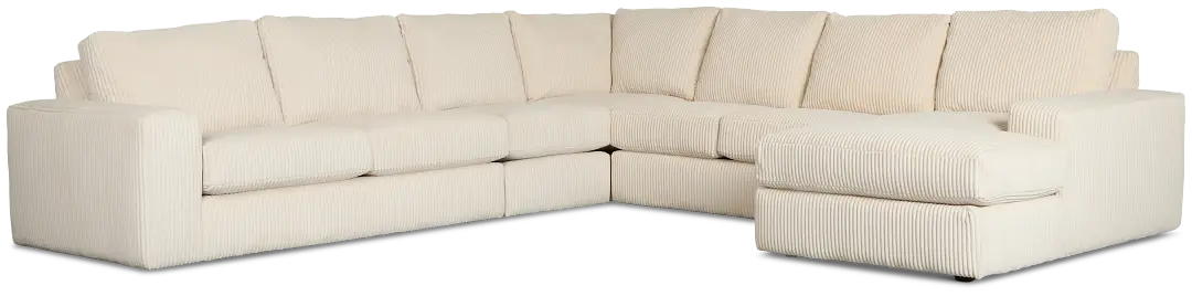 Charlie Ivory Fabric Large Right Chaise Sectional Charlie Ivory Fabric Large Right Chaise Sectional