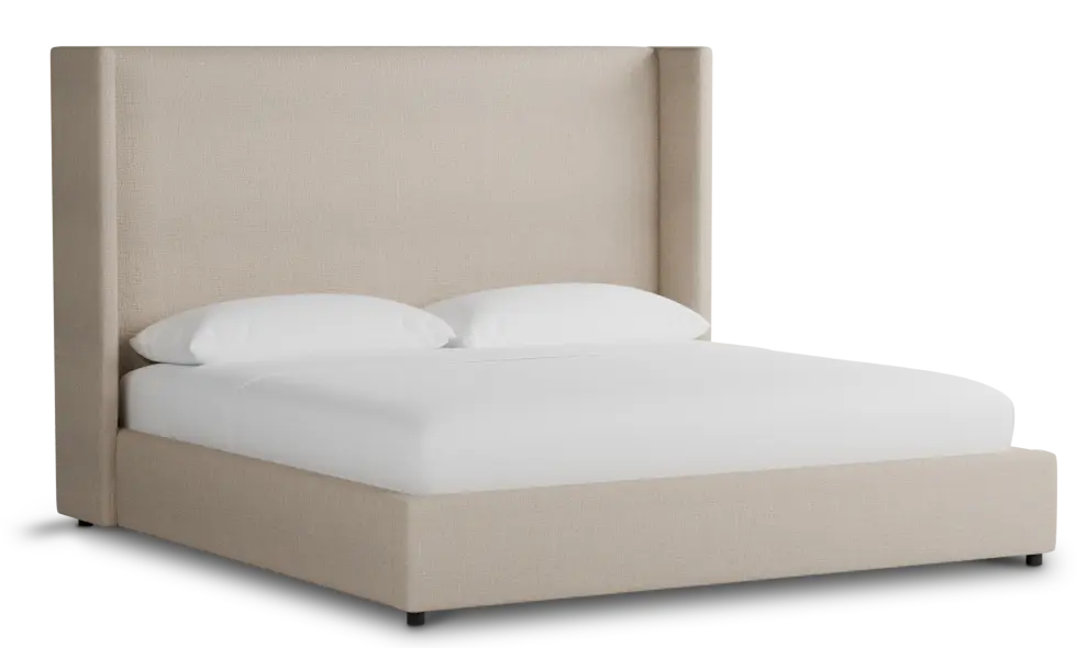 Captiva Linen Beige 60" Upholstered Shelter Bed Captiva Linen Beige 60" Upholstered Shelter Bed