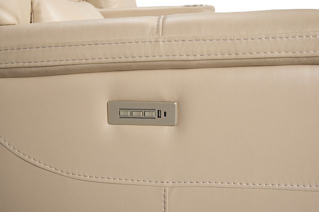 Fallon Beige Lthr/vinyl Power Reclining Sofa W/ Massage