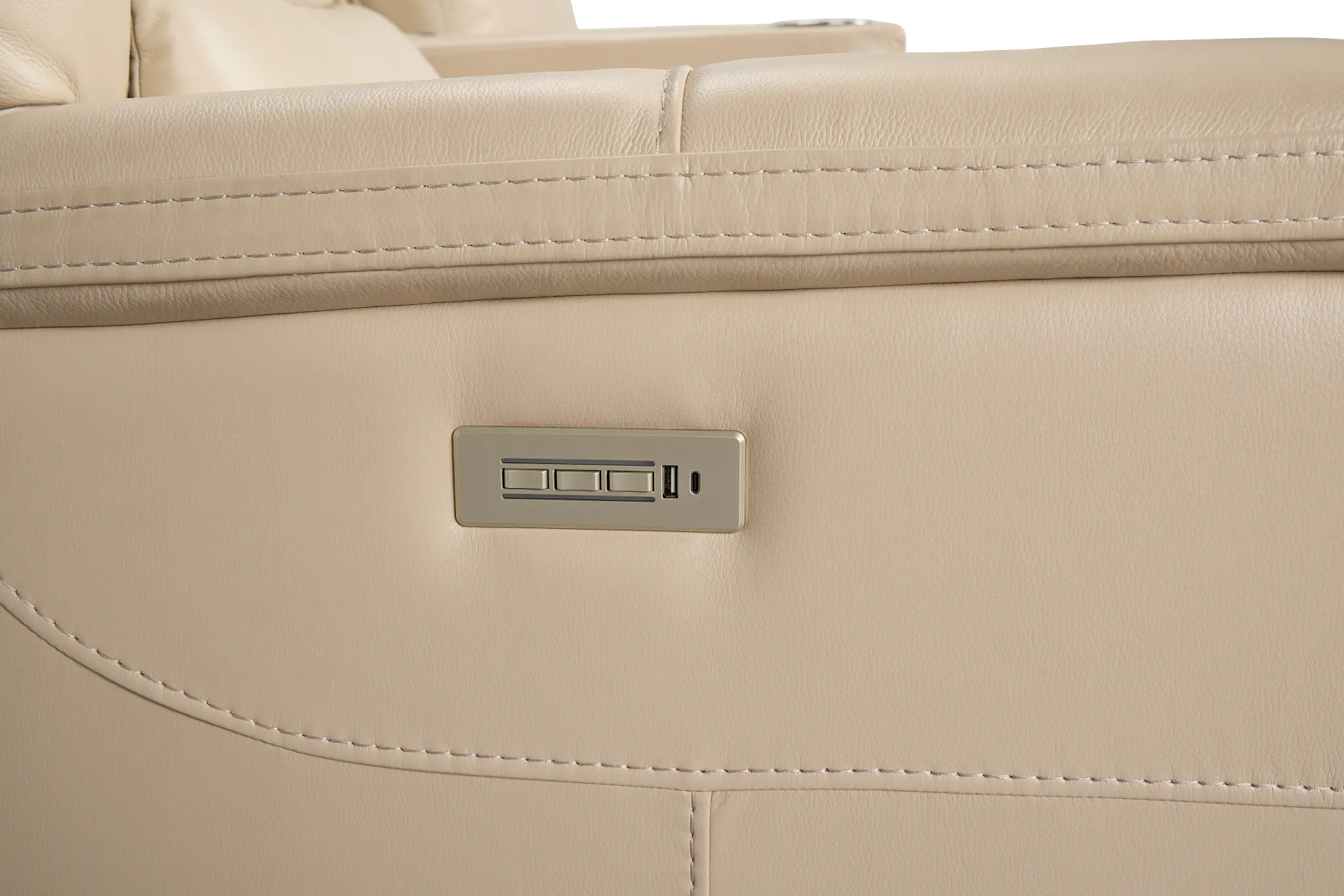 Fallon Beige Lthr/vinyl Power Reclining Sofa W/ Massage Fallon Beige Lthr/vinyl Power Reclining Sofa W/ Massage