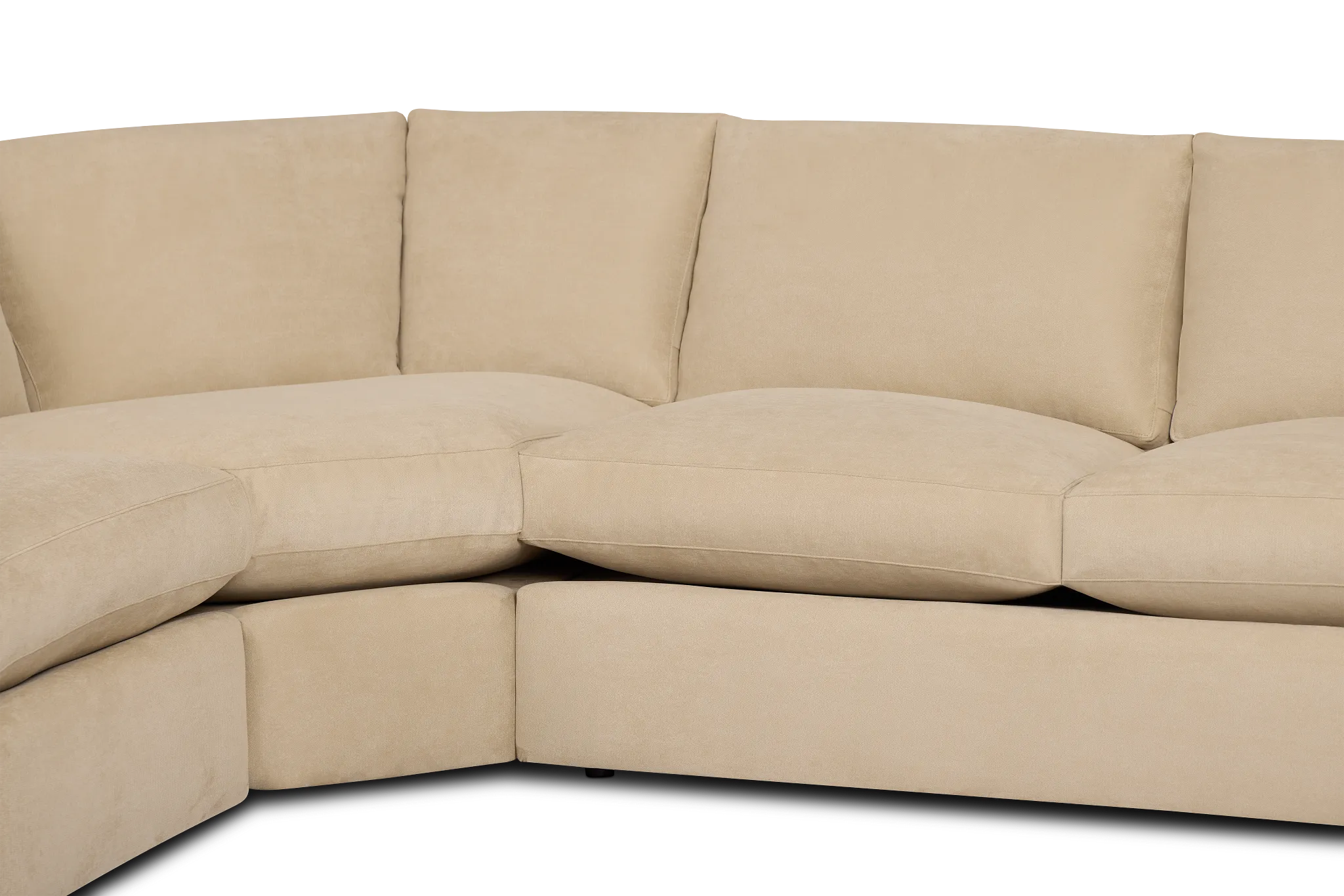 Hudson Beige Fabric Large Right Chaise Wedge Sectional