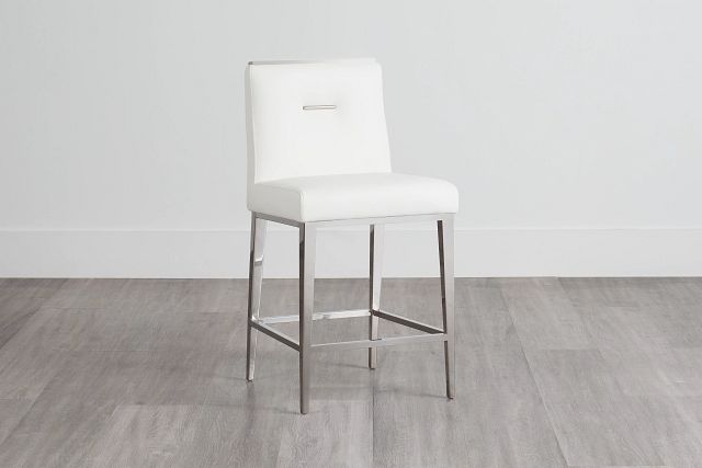 Alameda White 24" Upholstered Barstool