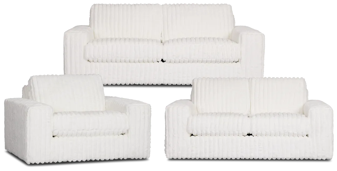 Teddy White Fabric Living Room