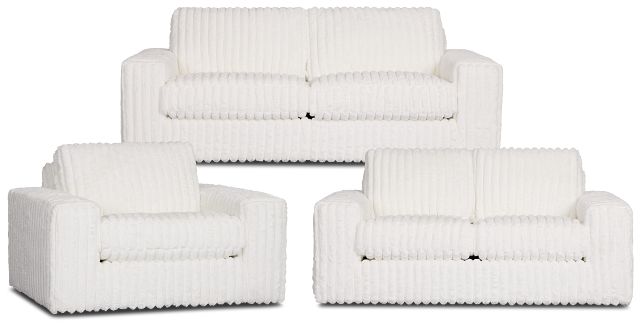 Teddy White Fabric Living Room