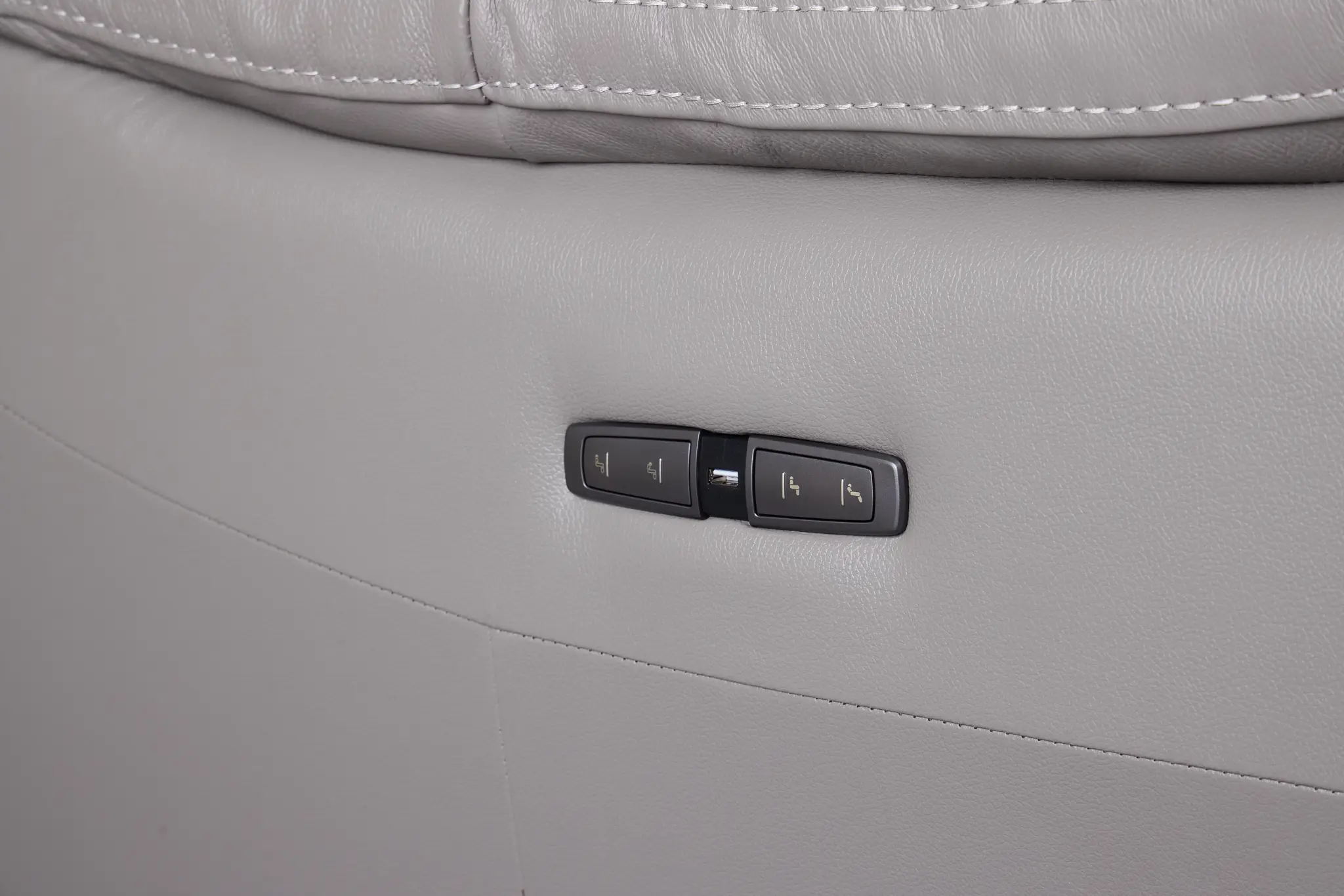 Marion Gray Lthr/vinyl Medium Triple Power 2-arm Sectional Marion Gray Lthr/vinyl Medium Triple Power 2-arm Sectional