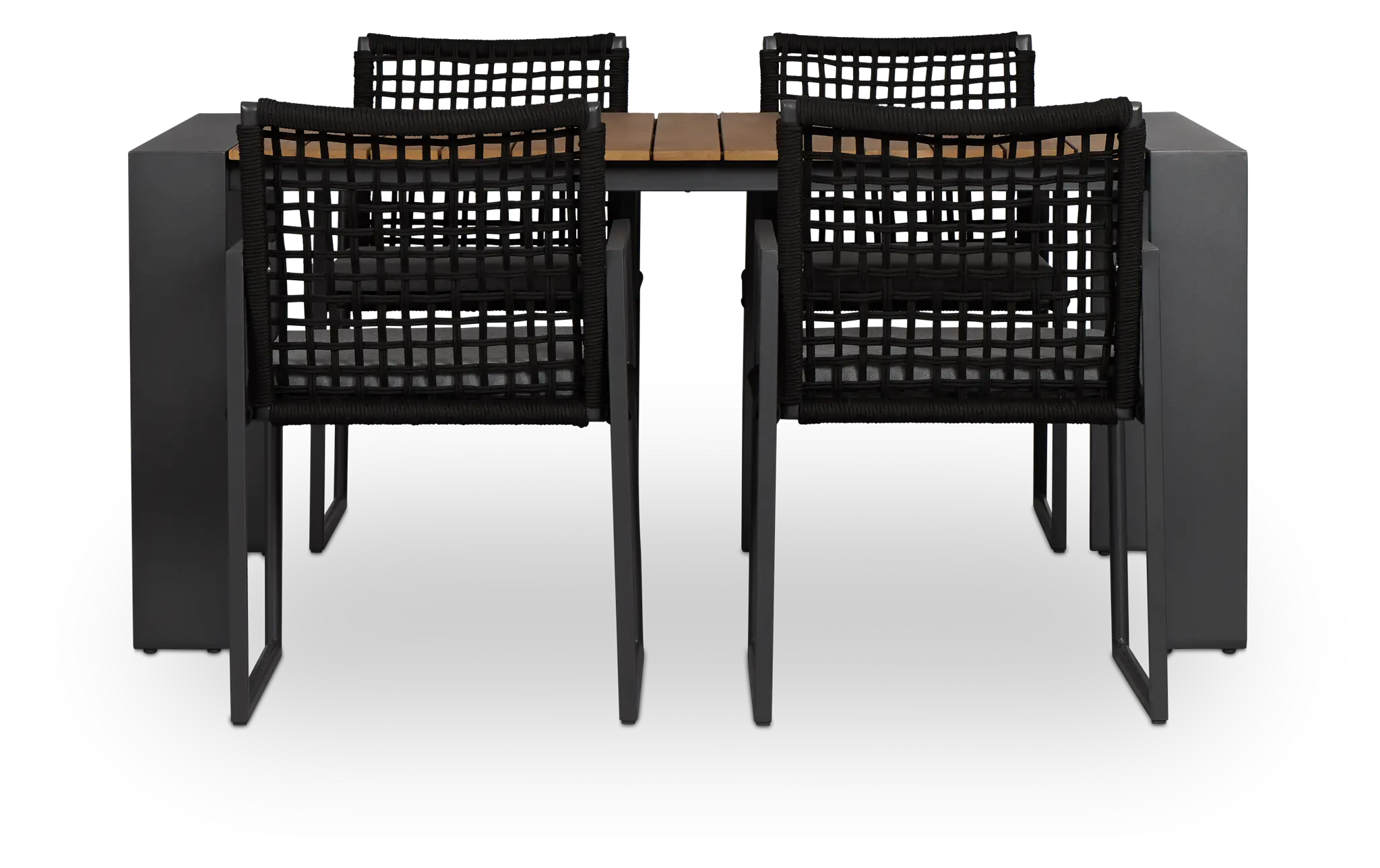 Sunrise Dark Gray Teak Rectangular Table & 4 Aluminum Arm Chairs Sunrise Dark Gray Teak Rectangular Table & 4 Aluminum Arm Chairs
